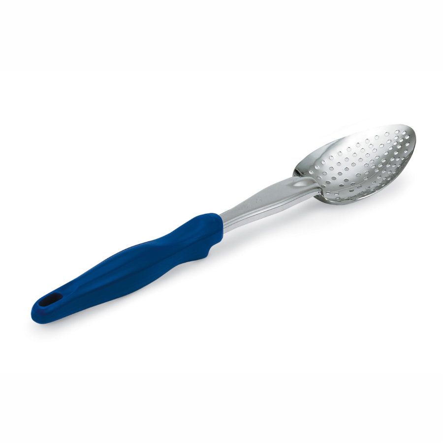Colher Perfurada Aço Inoxidável 35 cm Cabo Azul