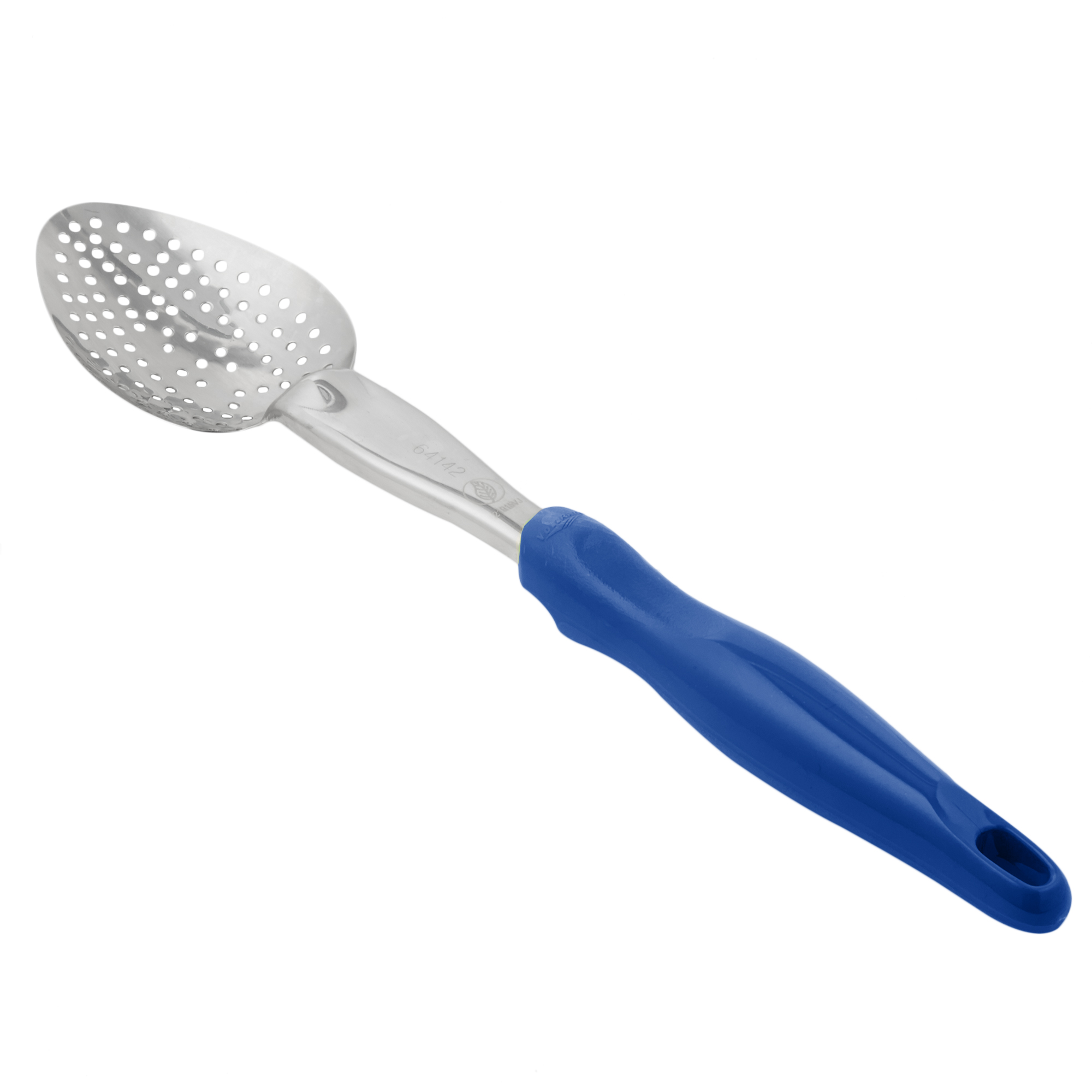 Colher Perfurada Aço Inoxidável 35 cm Cabo Azul