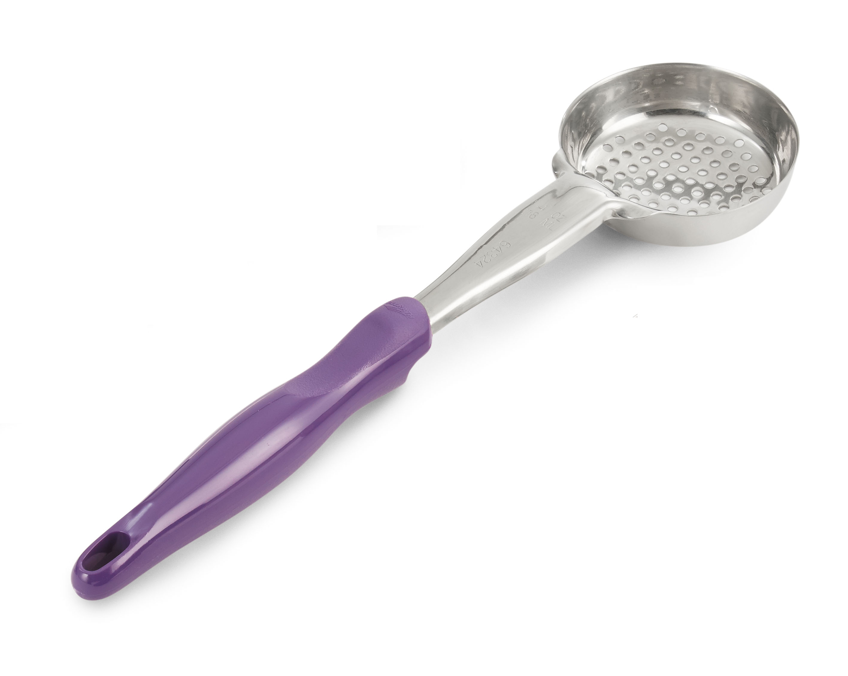 Colher de Serviço Perfurada Inox 118 ml com Cabo Nylon Roxo