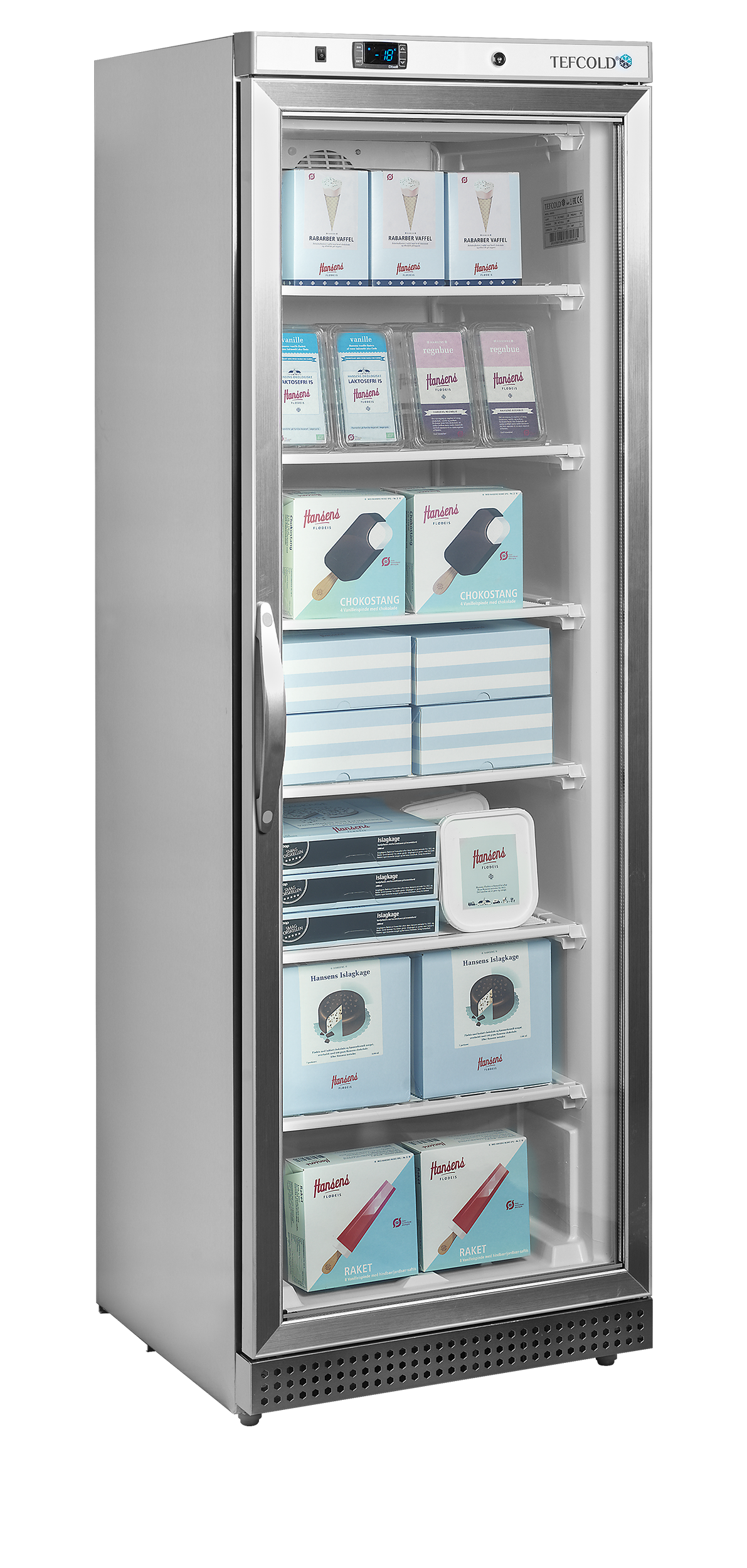 Congelador de Exposição Vertical 400L Porta Vidro Inox
