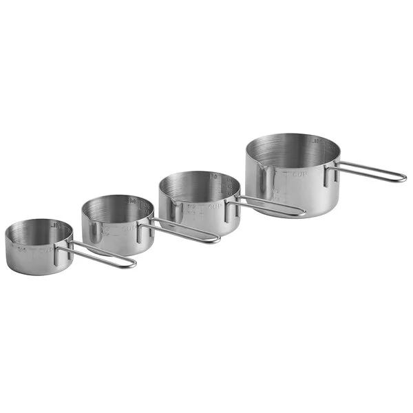 Conjunto 4 Chávenas Medição Aço Inoxidável para Cozinha Profissional