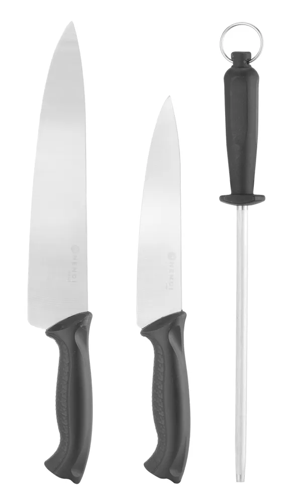 Conjunto de Facas de Chef e Afiador, 3 Peças, 18 e 24 cm