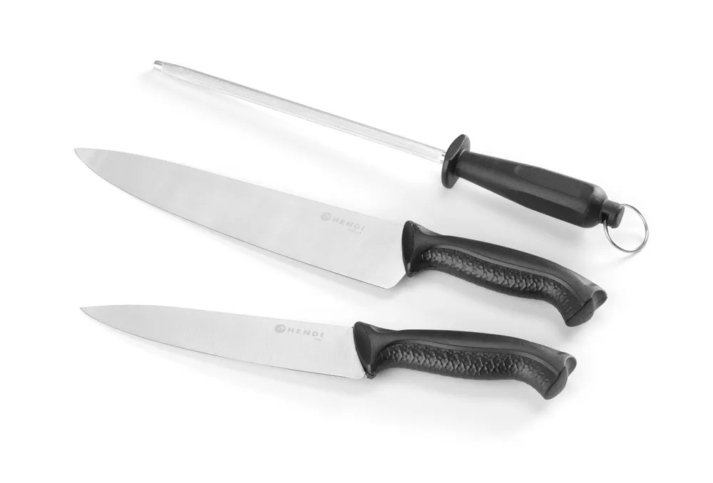 Conjunto de Facas de Chef e Afiador, 3 Peças, 18 e 24 cm