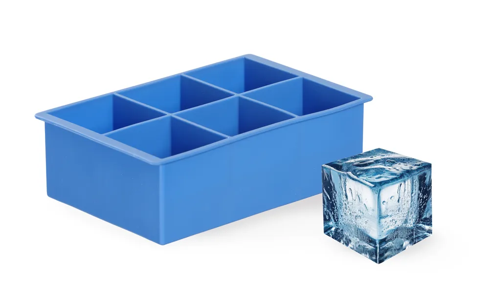 Molde de Gelo Grande em Silicone | 6 Cubos de 5cm | 17x11x5.2cm