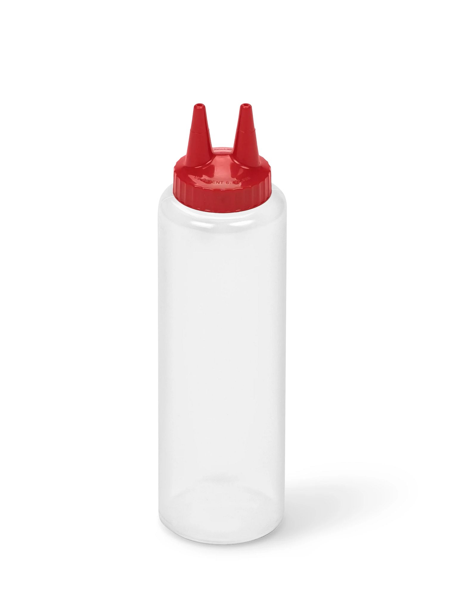 Dispensador Duplo 350ml Transparente com Tampa Vermelha
