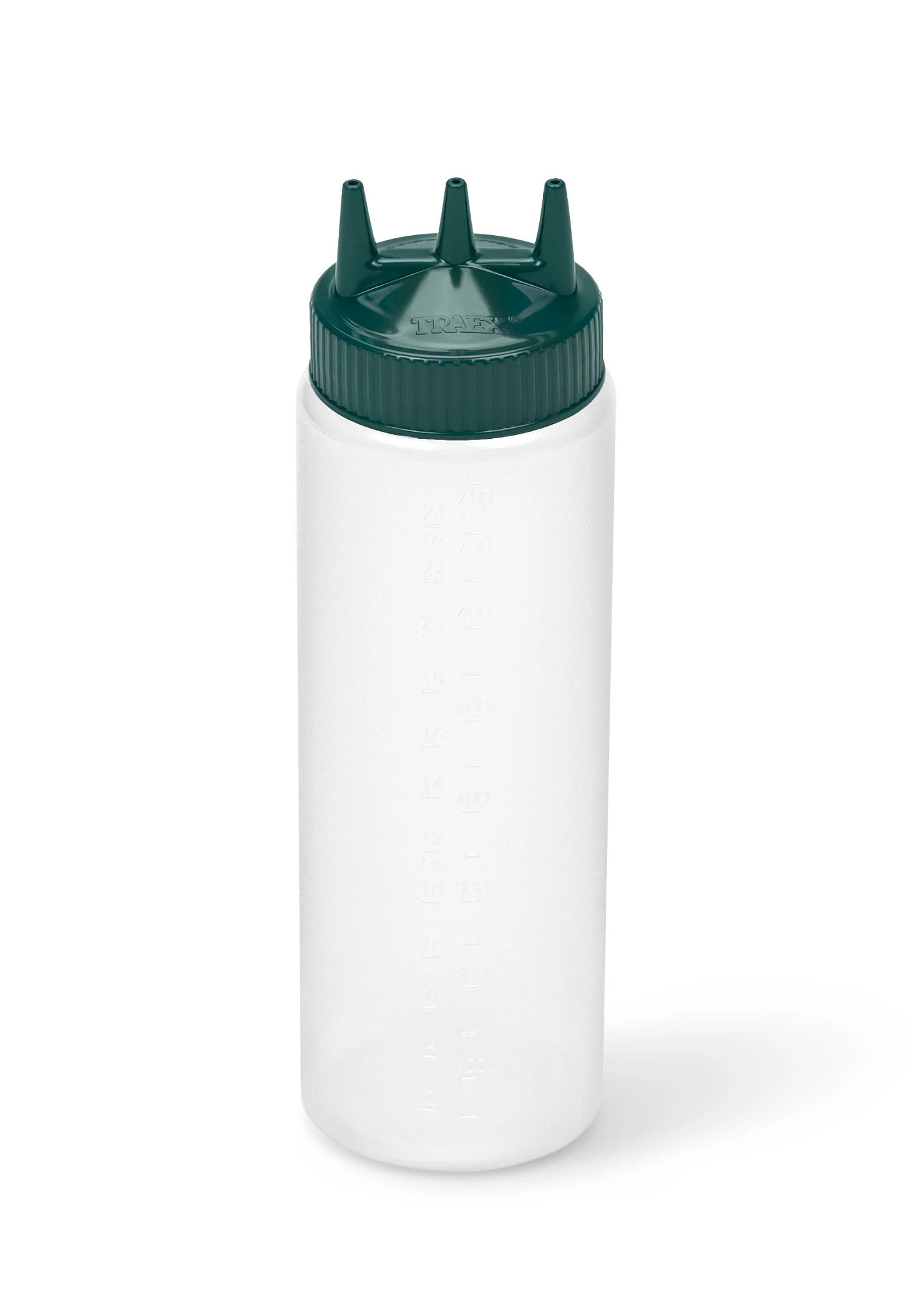 Dispensador a pressão triplo transparente 710 ml com tampa verde