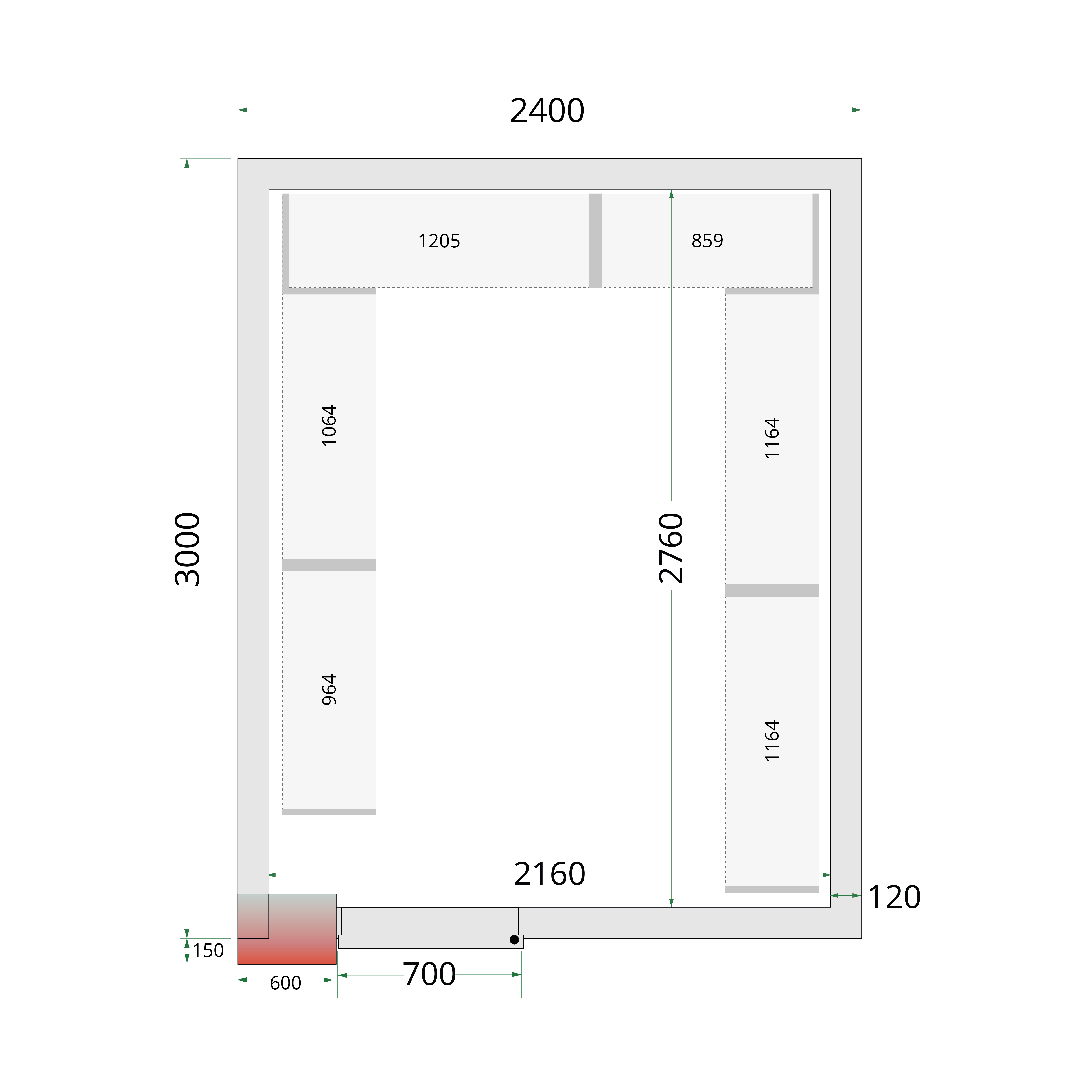 Kit Sistema de Estante Modular 2400x3000mm para Câmaras Frigoríficas