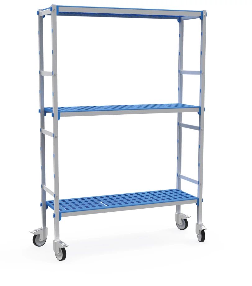Estantes Modulares 3 Níveis com Rodízios 1145x385mm