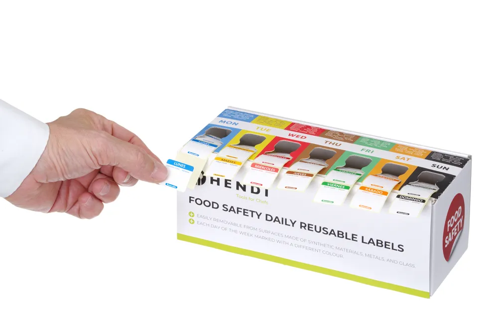 Etiquetas segurança alimentar multiusos com dispensador HACCP