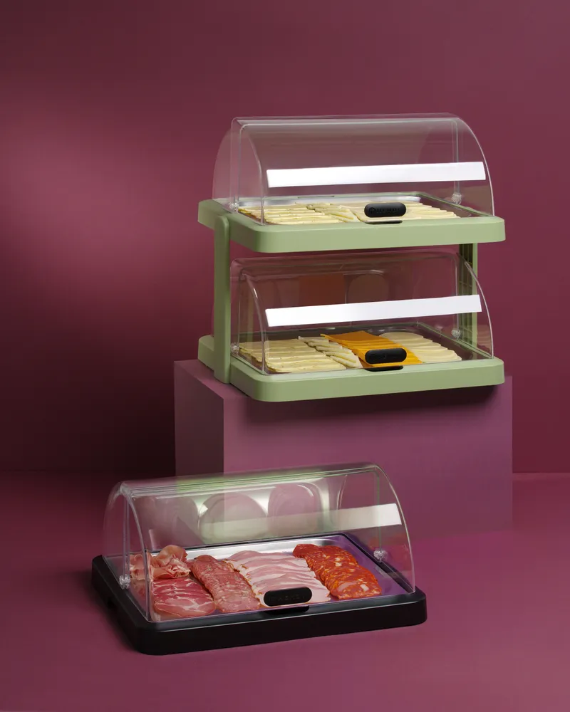 Expositor de Alimentos Refrigerado Dois Níveis Verde 480x355x(H)480mm