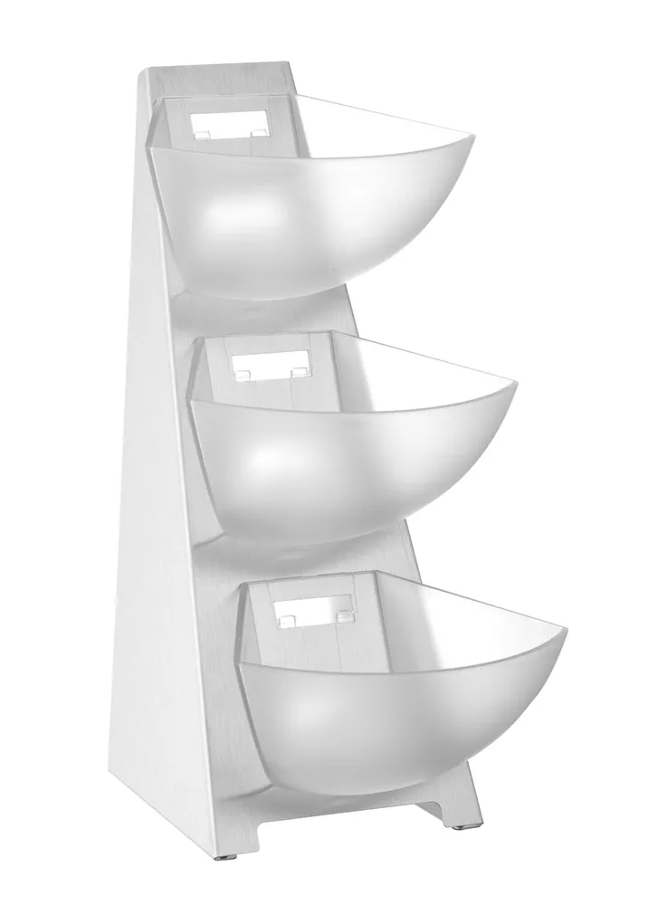 Expositor de Buffet Inox 3 Níveis | 3 Recipientes 1L - 190x240x410mm