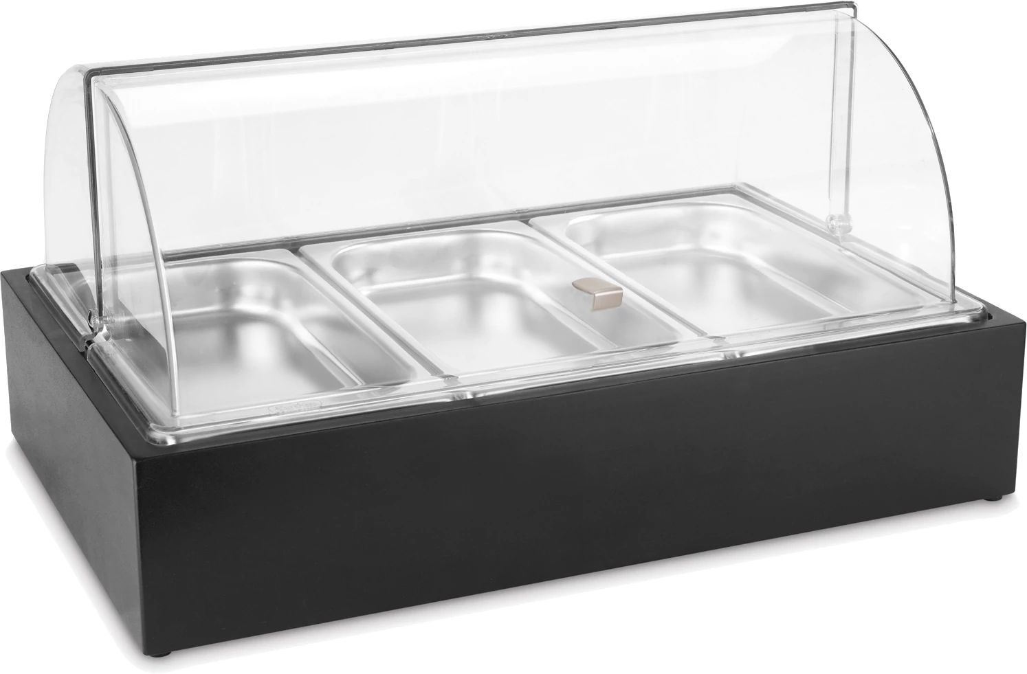 Expositor Buffet Preto com 3 Cubas GN 1/3 e Tampa Rolo