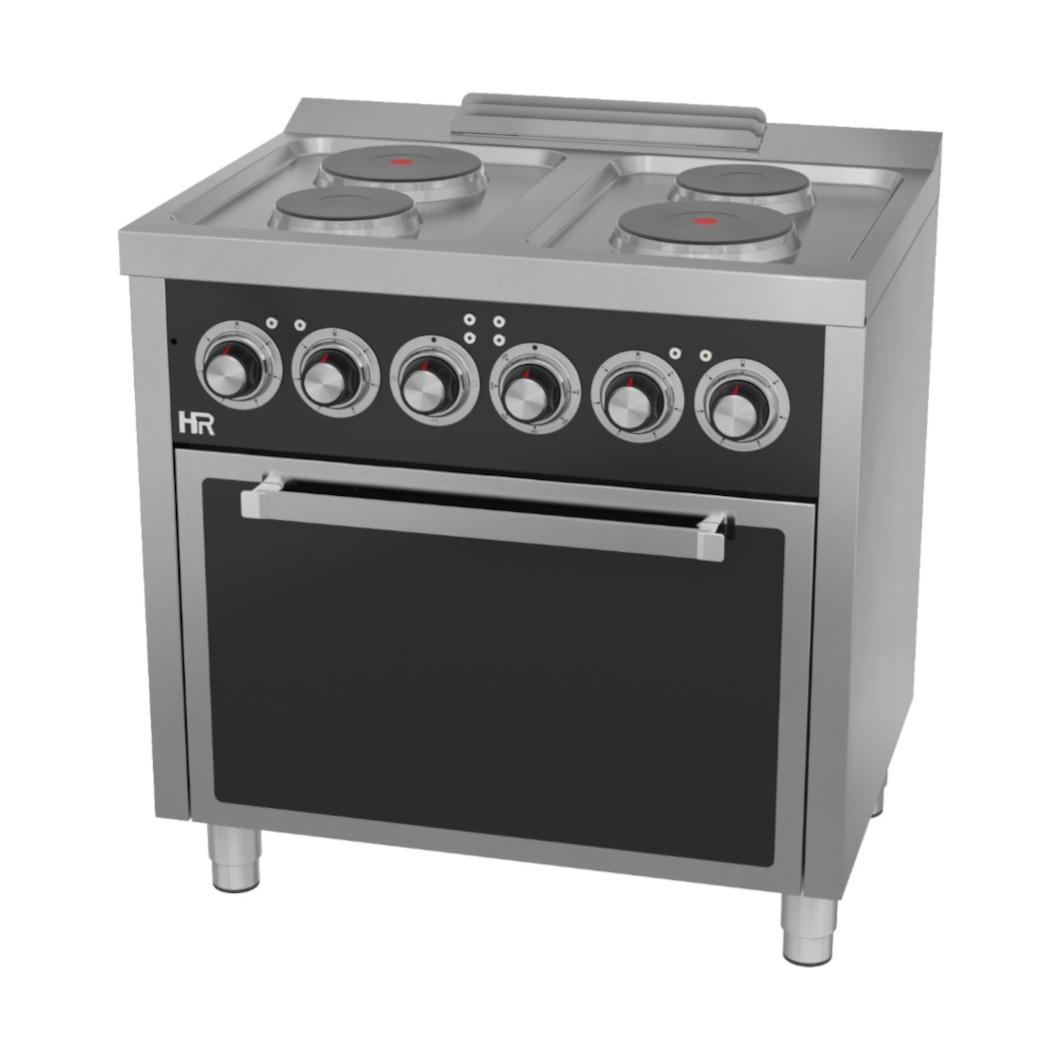Fogão Elétrico Profissional 4 Placas e Forno GN 1/1 Linha 600
