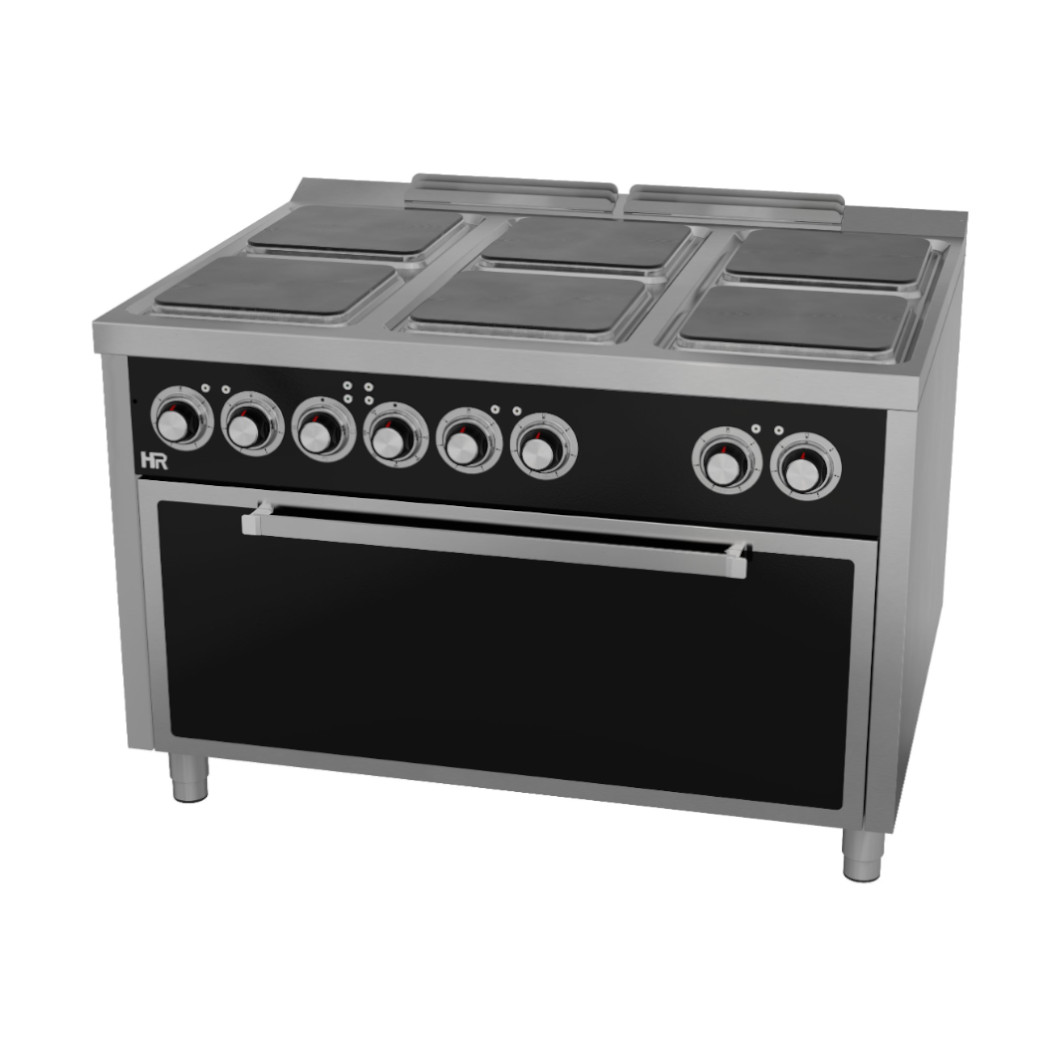 Fogão Elétrico Profissional 6 Placas c/ Forno GN 2/1 Maxi