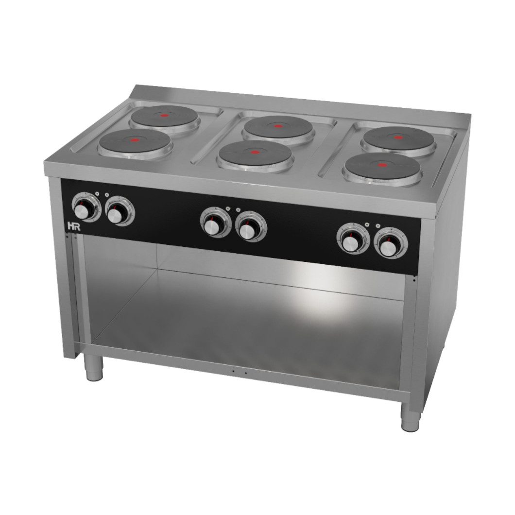 Fogão Elétrico Profissional 6 Placas c/ Forno GN 2/1 Linha 700