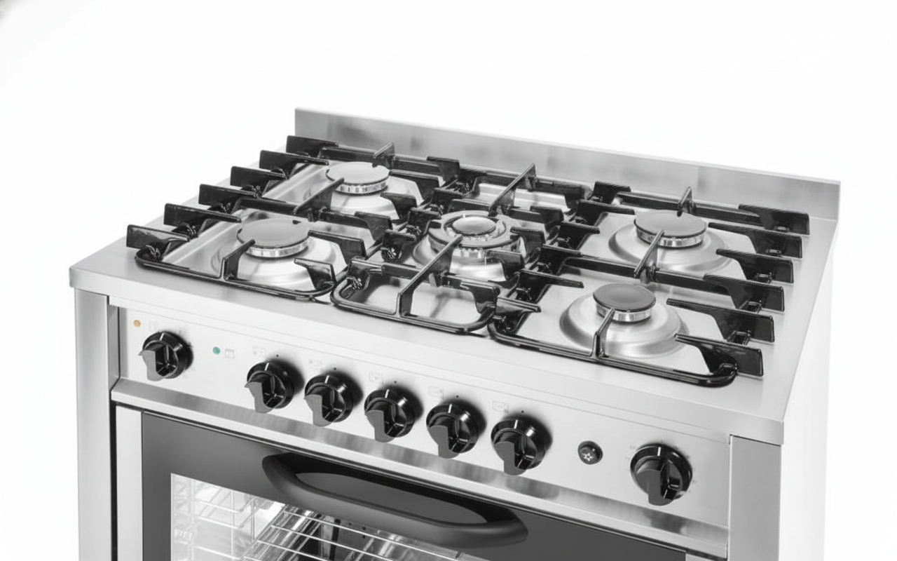 Fogão a Gás 5 Bicos com Forno Elétrico GN 1/1 - 900mm