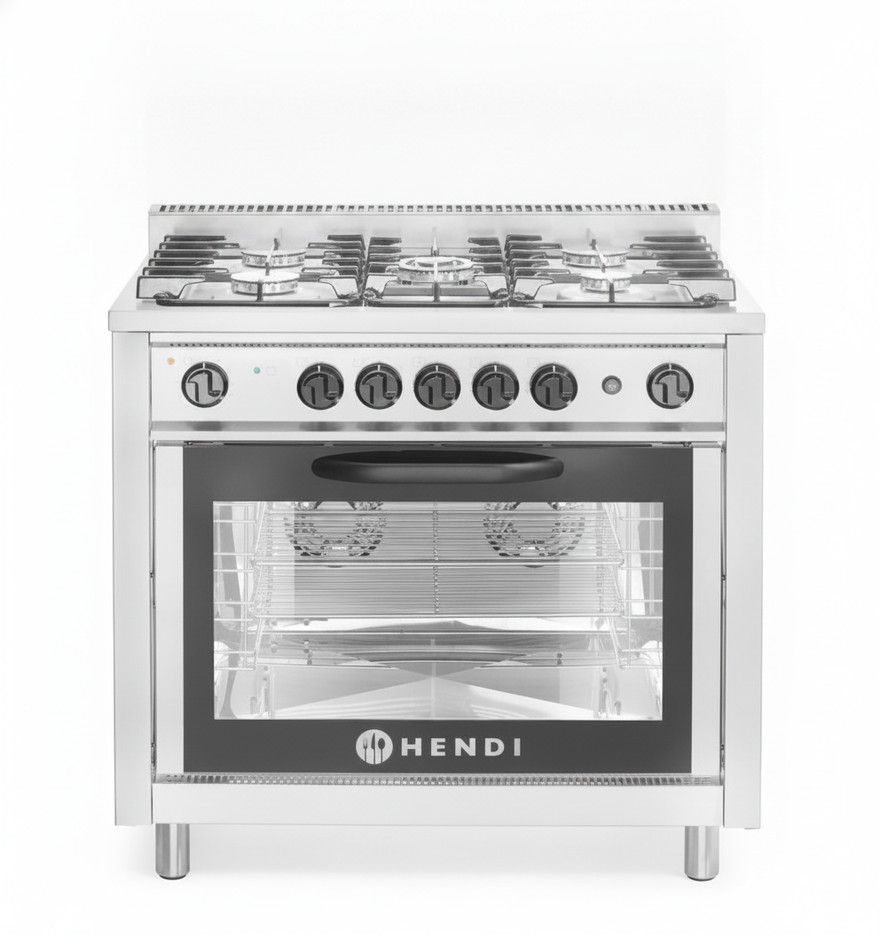 Fogão a Gás 5 Bicos com Forno Elétrico GN 1/1 - 900mm