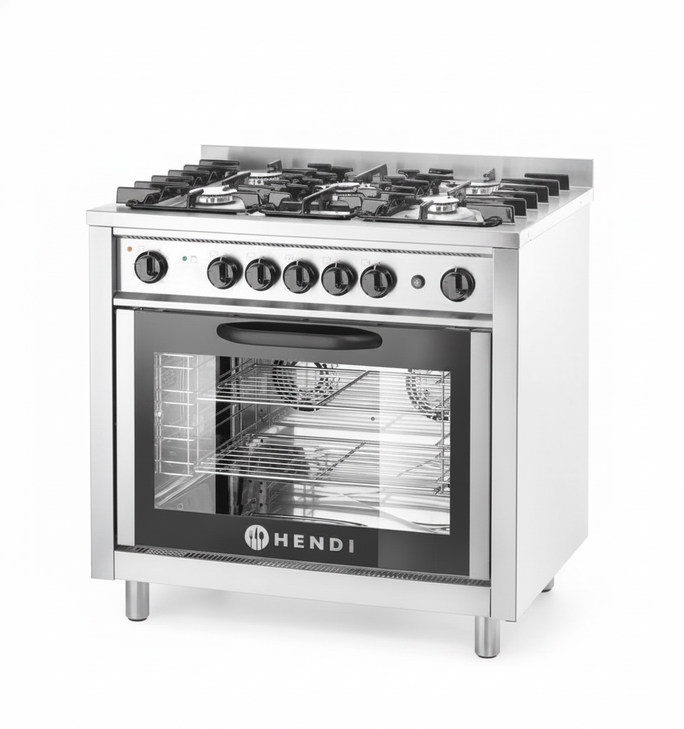 Fogão a Gás 5 Bicos com Forno Elétrico GN 1/1 - 900mm