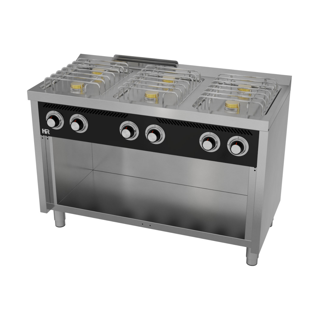 Fogão a Gás Profissional 6 Queimadores c/ Forno GN 1/1 Linha 600
