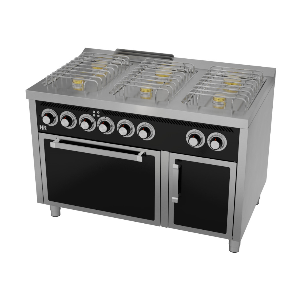 Fogão Gás 6 Queimadores + Forno Elétrico GN 2/1 Linha 700