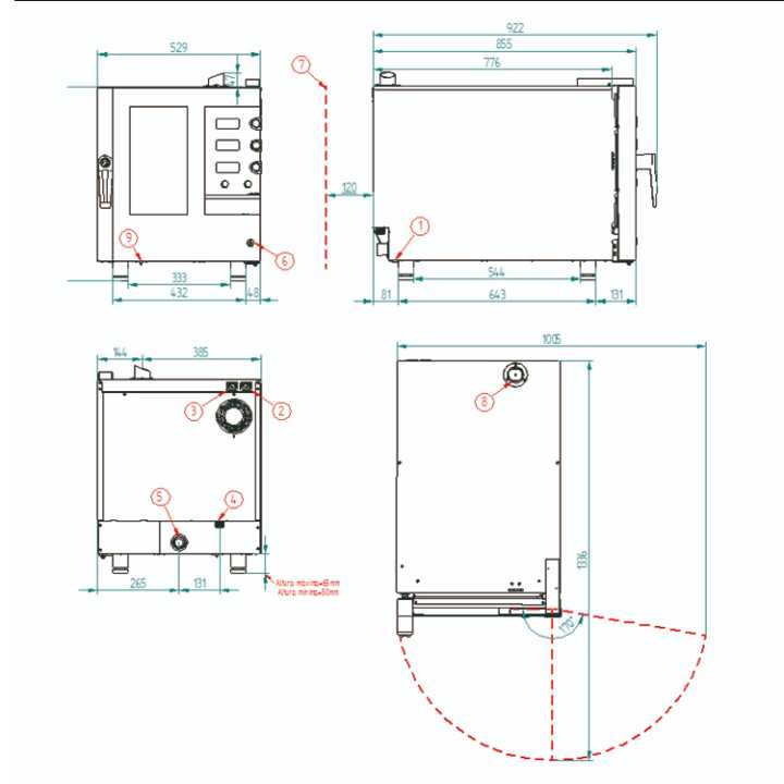 Forno de Convecção Compacto 6 GN 1/1 Elétrico 7200W