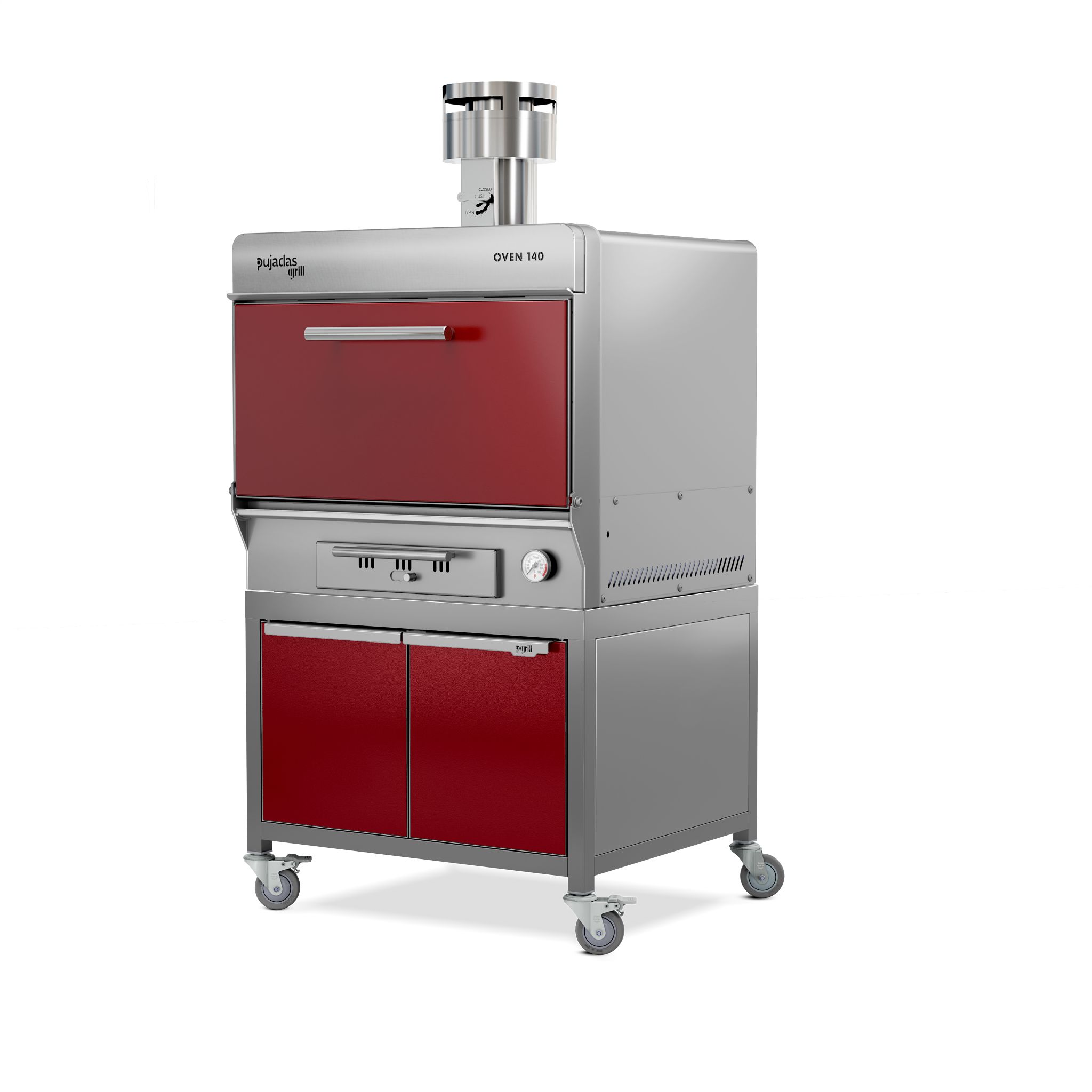 Forno a Brasa Profissional Vermelho 860x872x1799mm