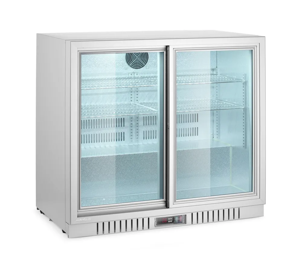 Frigorífico para Bar 150L, 2 Portas Deslizantes, 900mm Largura