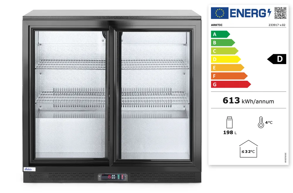 Frigorífico de Bar 158L com 2 Portas Deslizantes 900mm Elétrico