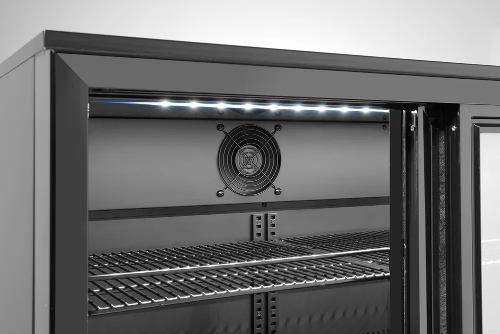 Frigorífico de Bar 3 Portas Deslizantes 308L Preto 230V