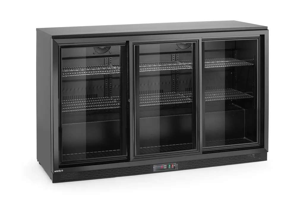 Frigorífico de Bar 3 Portas Deslizantes 308L Preto 230V