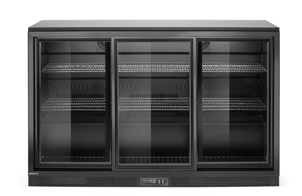 Frigorífico de Bar 3 Portas Deslizantes 308L Preto 230V