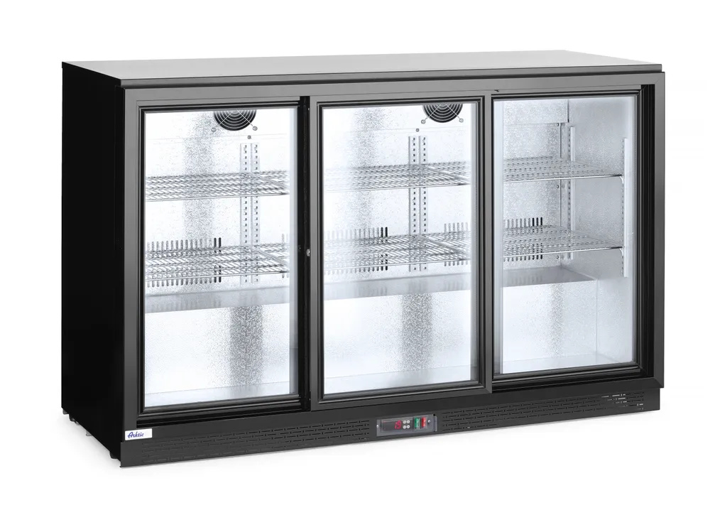 Frigorífico de Bar 3 Portas Deslizantes, 254L, Preto