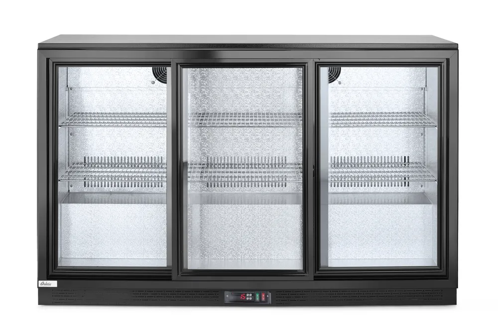 Frigorífico de Bar 3 Portas Deslizantes, 254L, Preto
