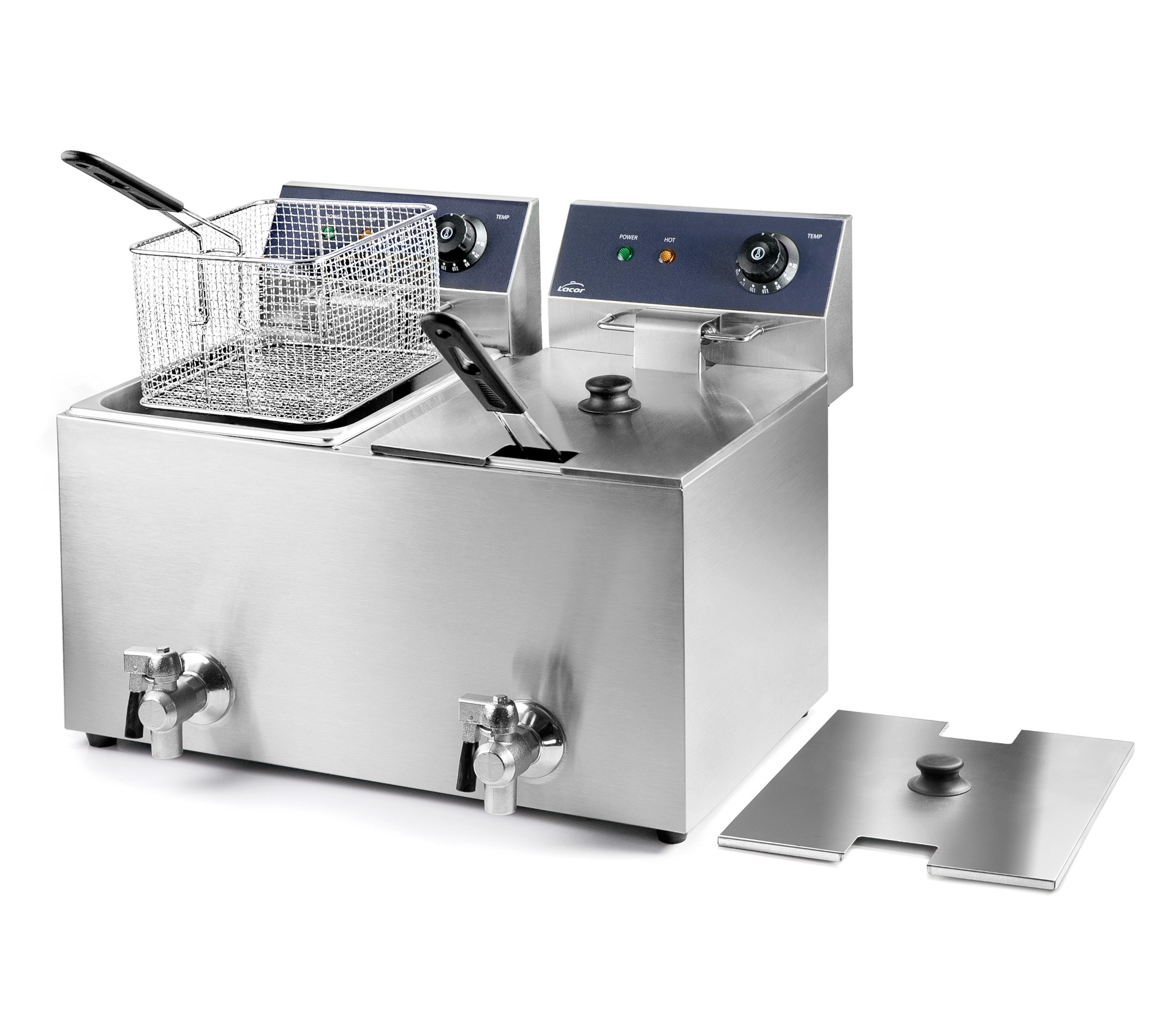 Fritadeira Elétrica Dupla 2x8L com Torneira para Cozinha Profissional