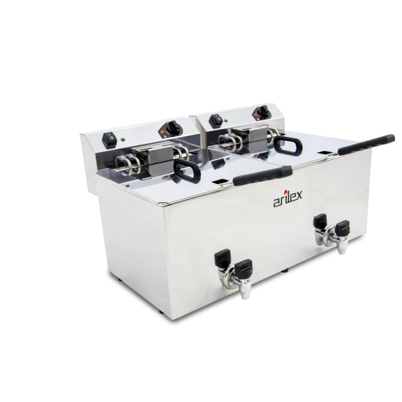 Fritadeira Elétrica Industrial 12+12L com Torneira Linha 700