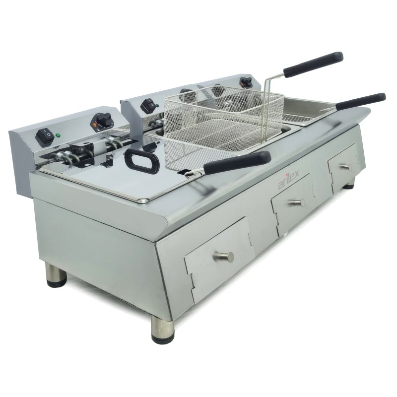 Fritadeira Elétrica Industrial 3 Cubas 12L Linha 600
