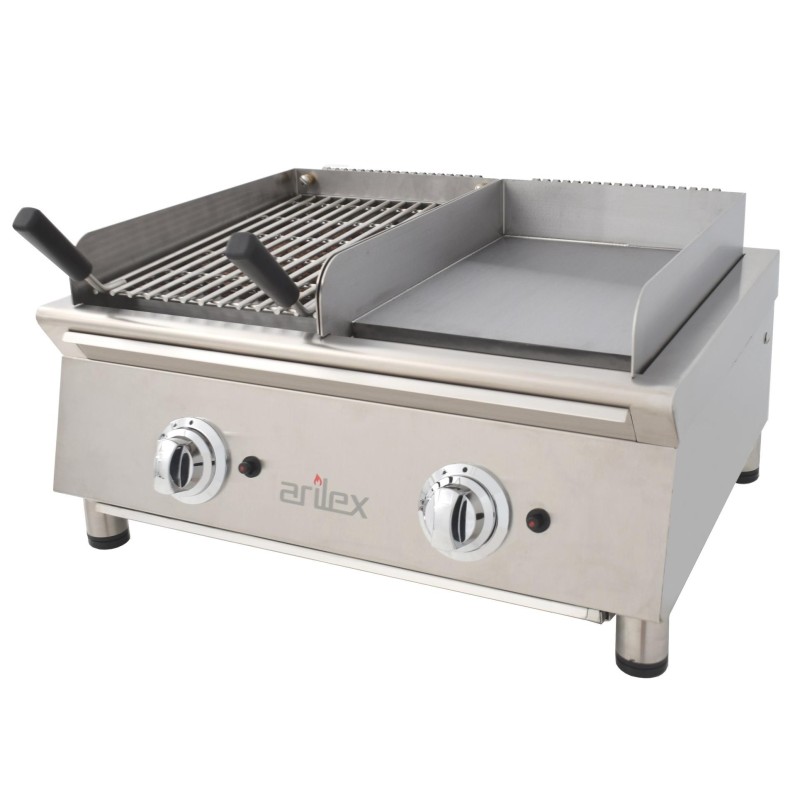 Fry-Top Gás Aço Retificado 61cm c/ Grelha Pedra Vulcânica