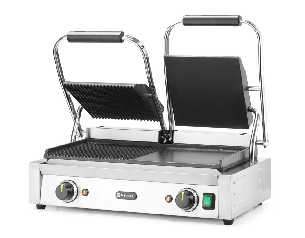 Grelha de Contacto Dupla Elétrica 3600W — Meia Lisa, Meia Canelada
