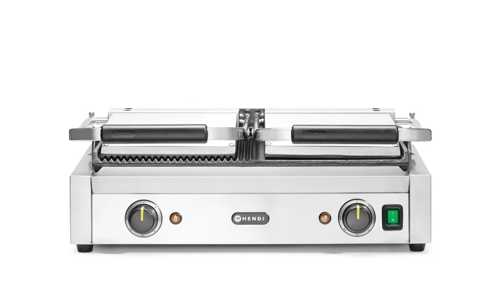Grelha de Contacto Dupla Elétrica 3600W — Meia Lisa, Meia Canelada