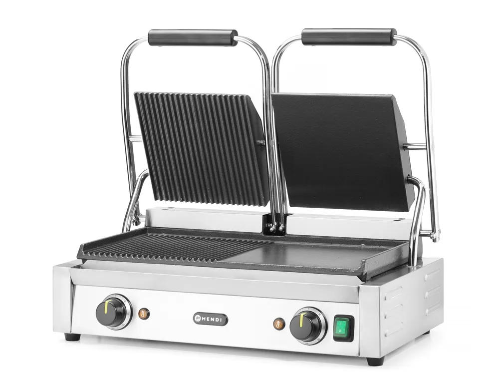 Grelha de Contacto Dupla Elétrica 3600W — Meia Lisa, Meia Canelada