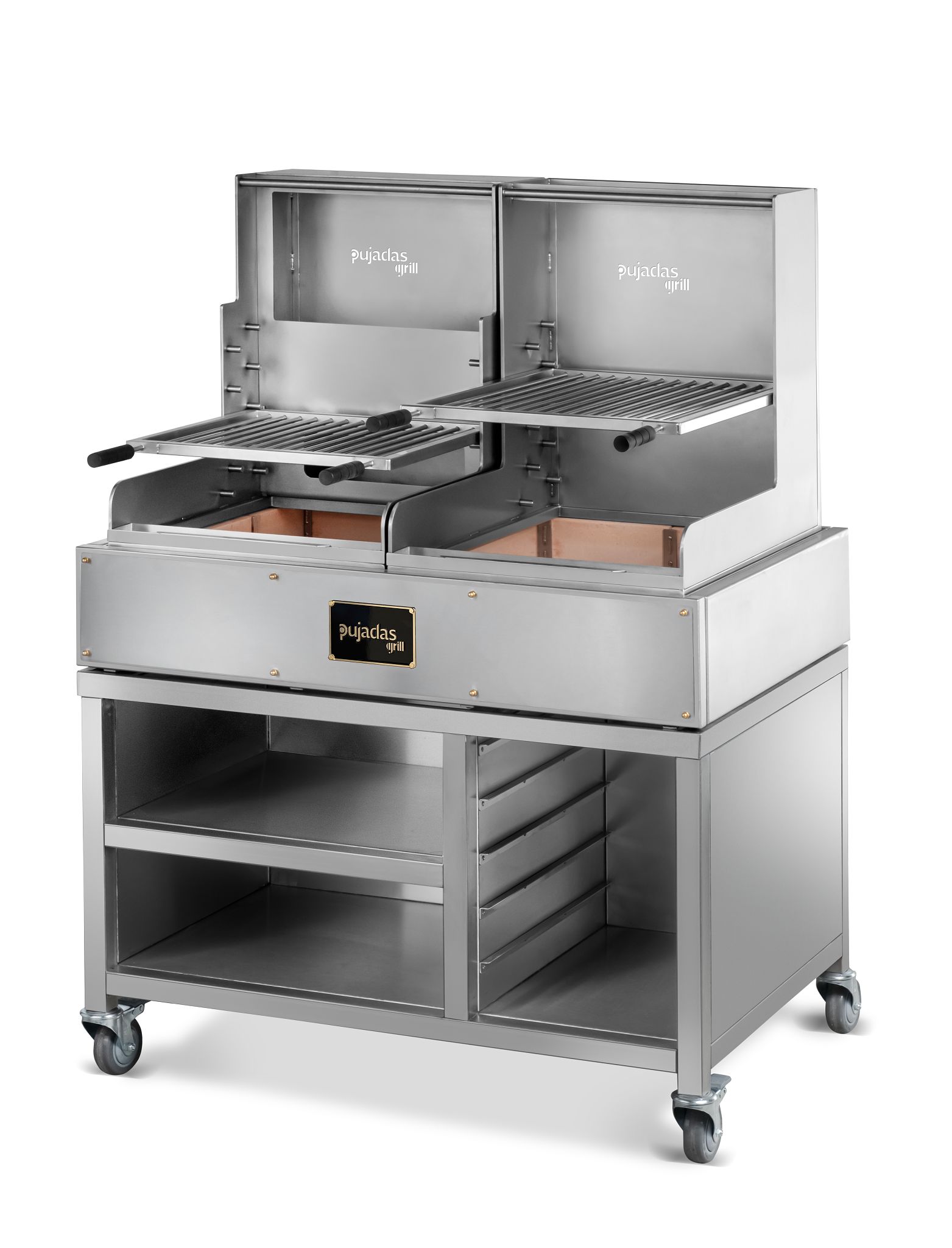 Grelhador Carvão Aberto Inox Duplo 104 cm