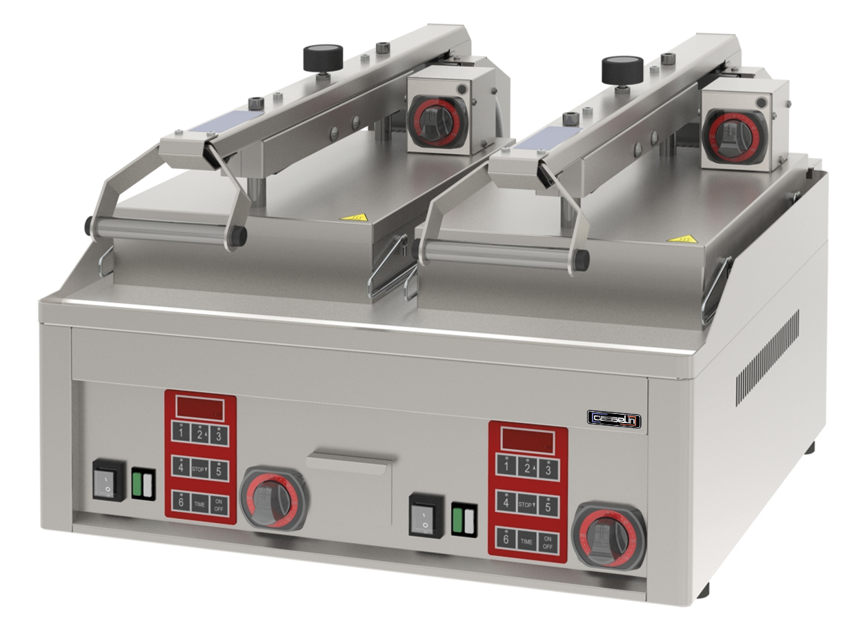 Grelhador Elétrico Duplo Semiautomático com Prensa 12000W