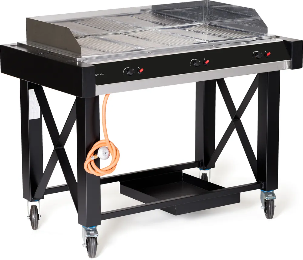 Grelhador a Gás Profissional 13kW, 1100x500mm, Móvel