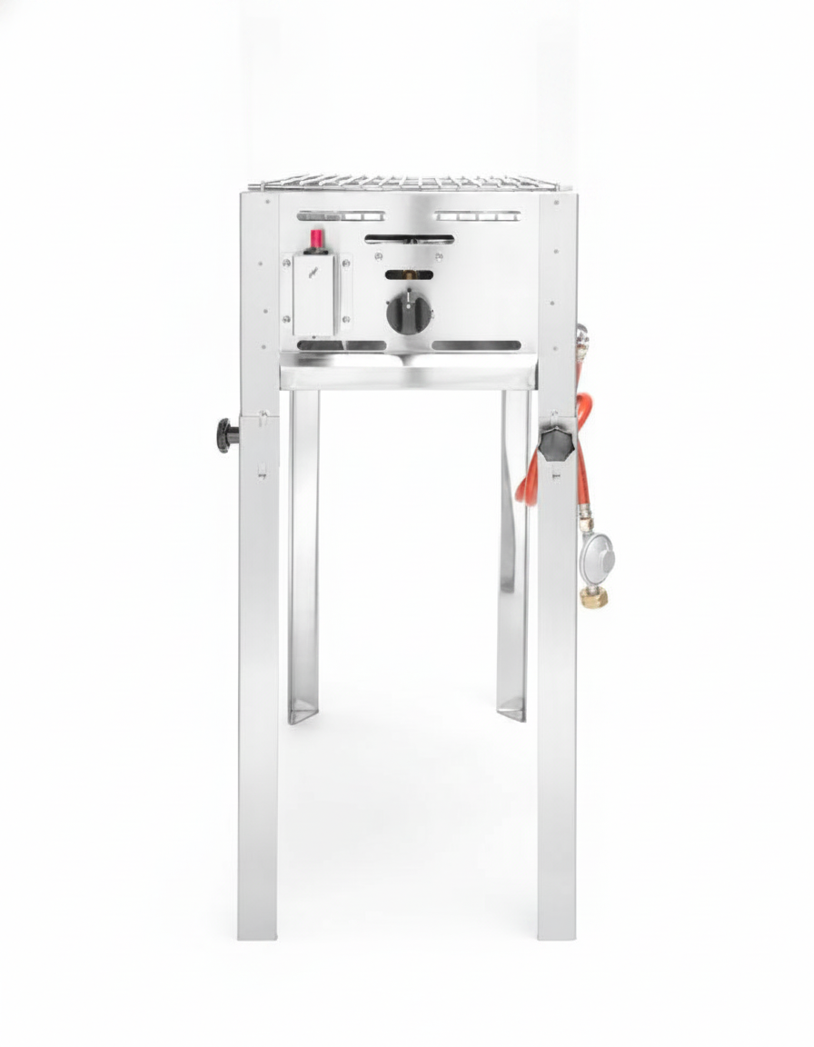 Grelhador a Gás Mini 5,8kW com Grelha Cromada e Frigideira