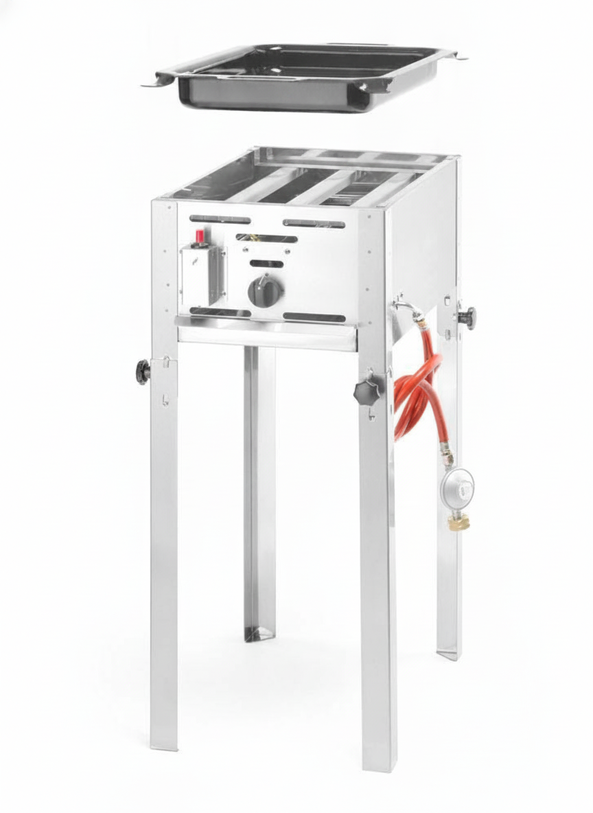 Grelhador a Gás Mini 5,8kW com Grelha Cromada e Frigideira