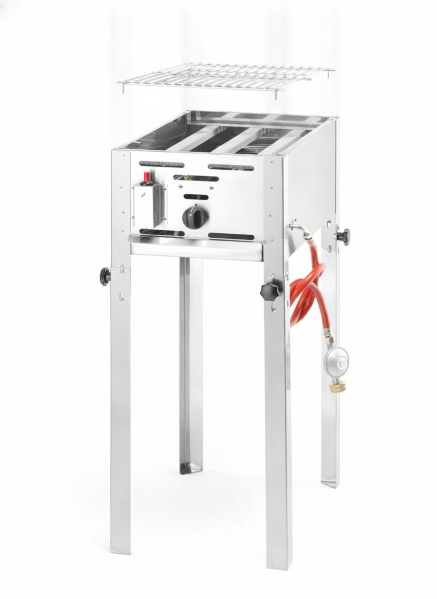 Grelhador a Gás Mini 5,8kW com Grelha Cromada e Frigideira