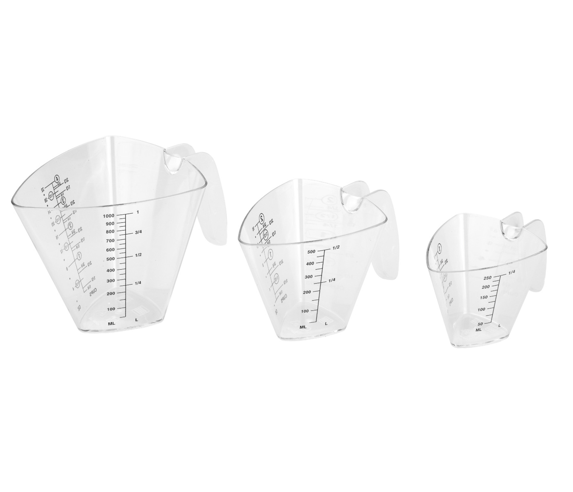Jogo de Jarros Medidores Plástico 250ml a 1 Litro para Cozinha