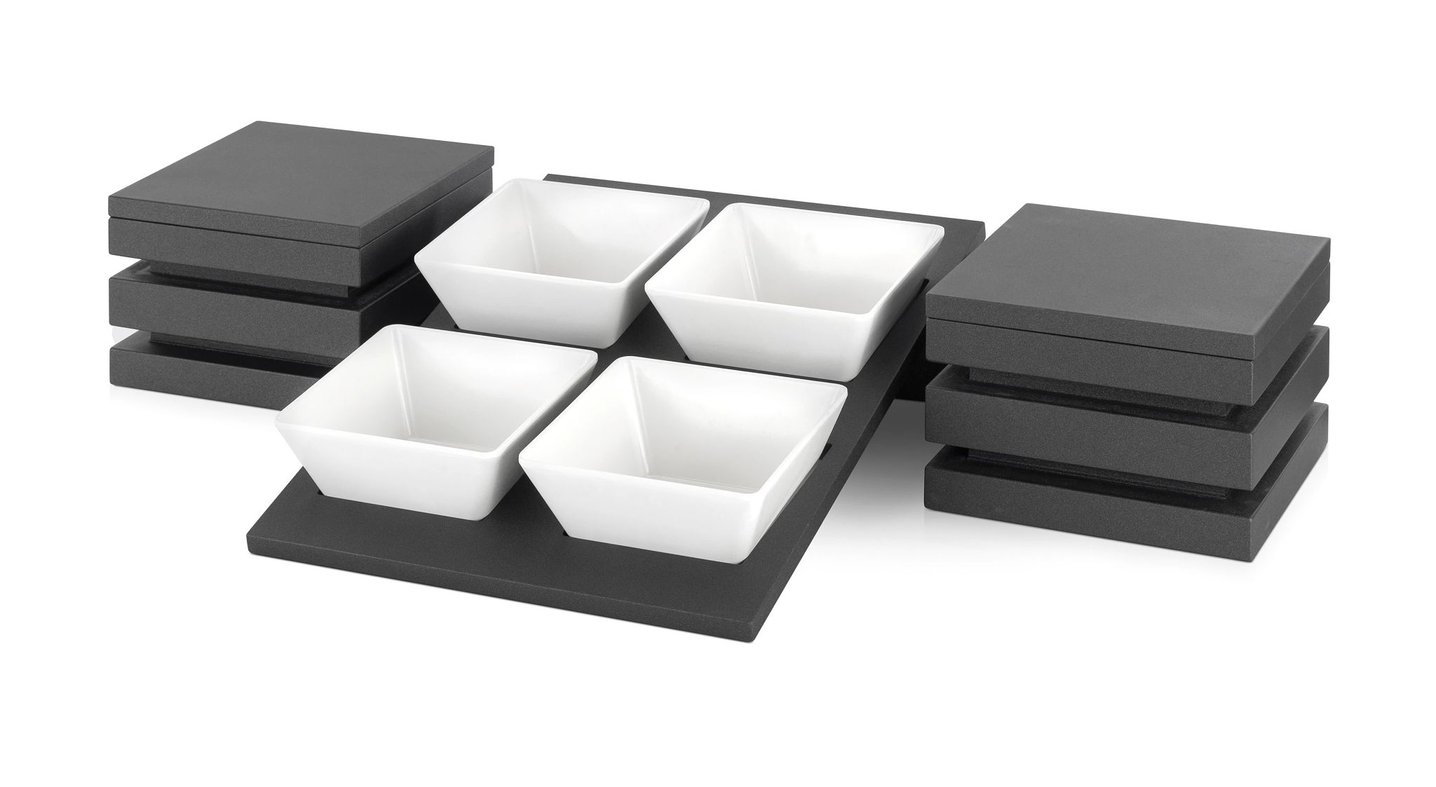 Kit de Apresentação Buffet 4 Taças Quadradas 91x49cm