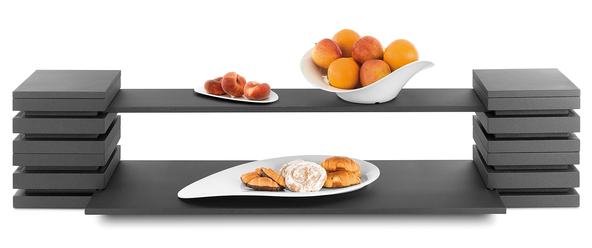 Kit de Apresentação Buffet 2 Níveis Madeira Preto 141.5 cm