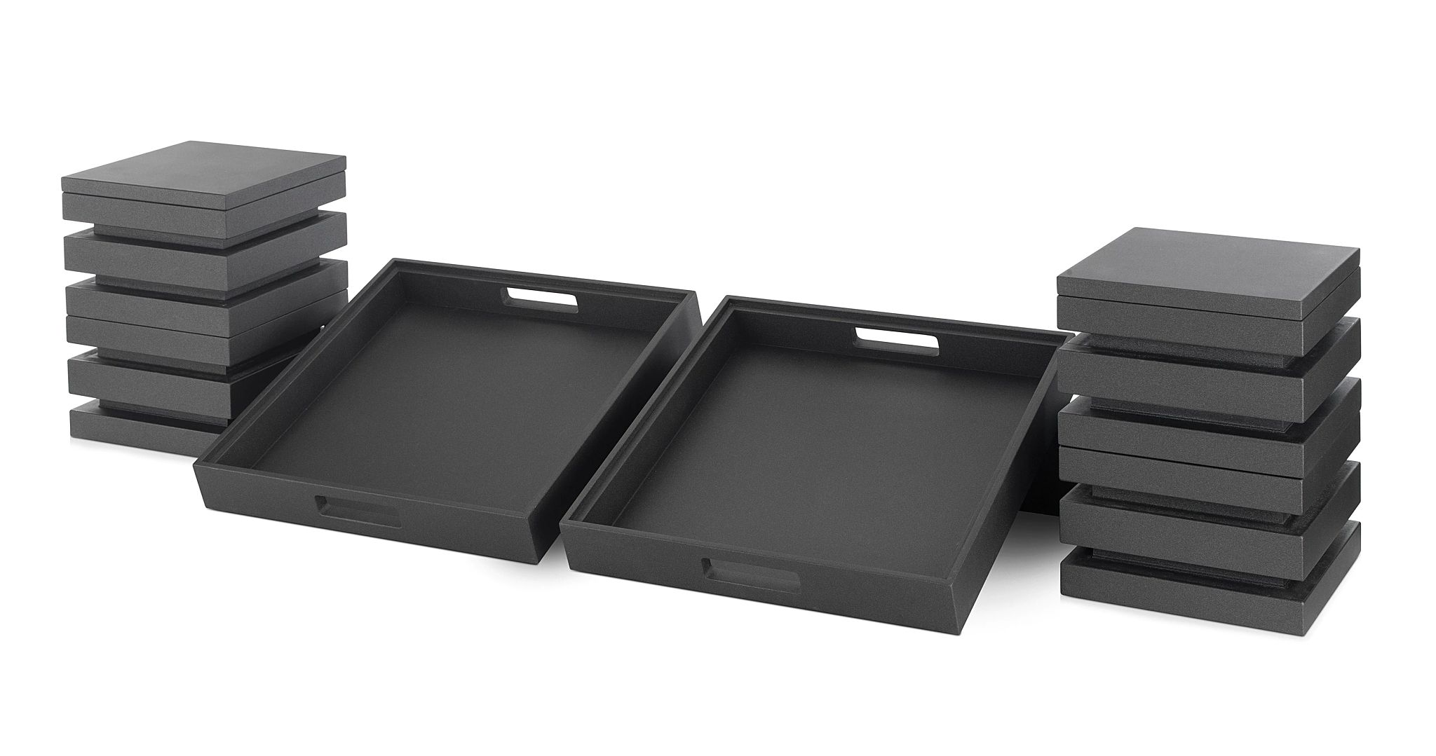 Kit Exposição Buffet Duas Bandejas 40x40 cm Madeira Preto